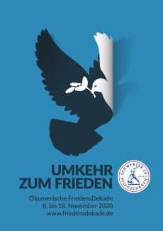 Friedenstaube mit Motto: Umkehr zum Frieden