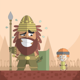 Zeichnung David und Goliath